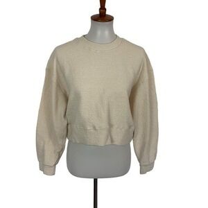 Keiki Kona Sweater Small Cream Cropped Textured Cozy Minimalist